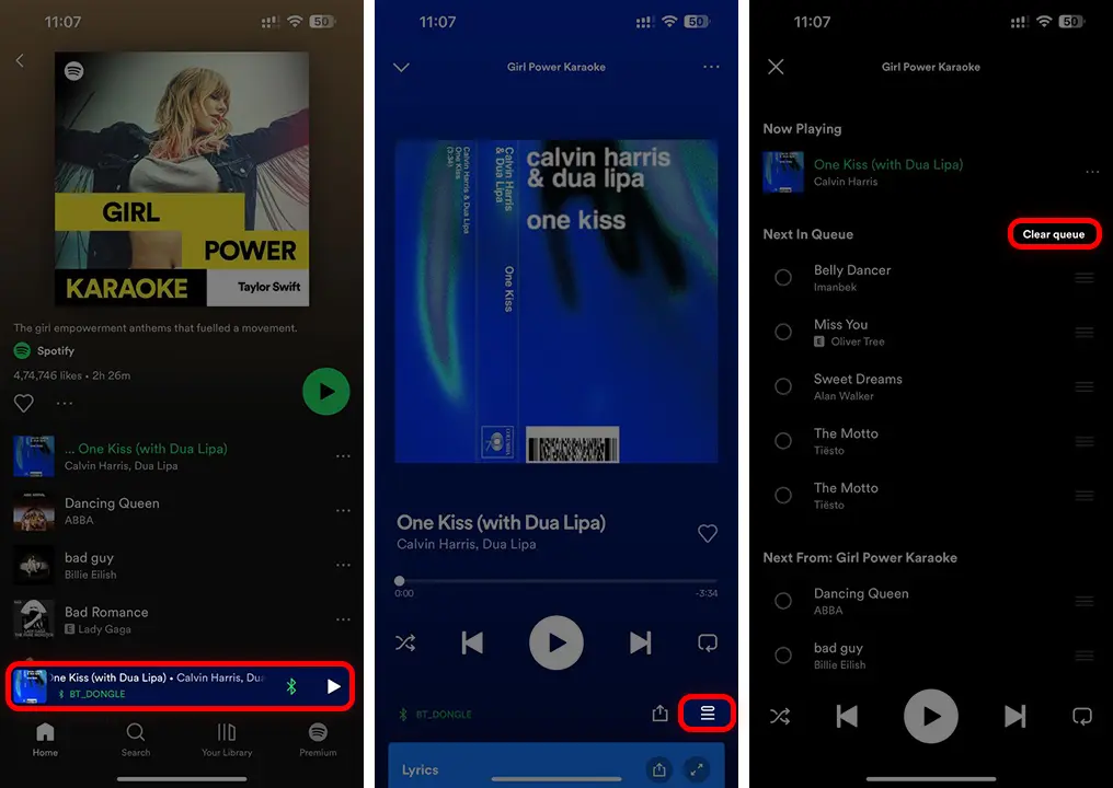 Clear Spotify queue at once