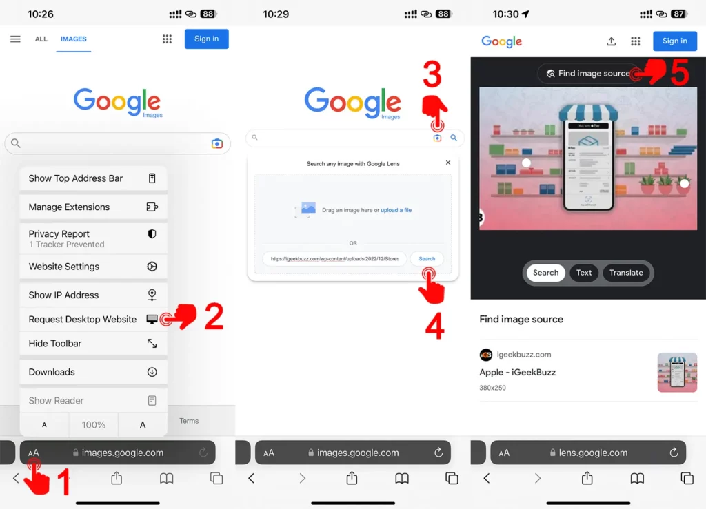 Google Reverse Image Search on iPhone