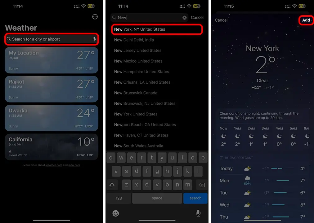 How to Add Country or region on Apple Weather app