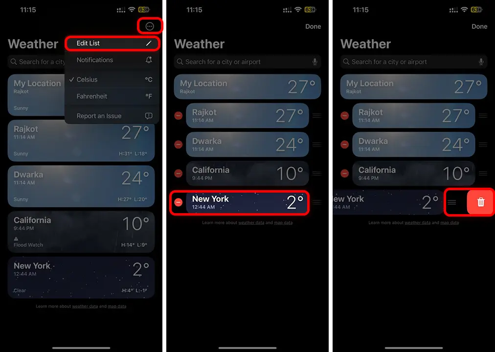 How to Remove Country or region on Apple Weather app