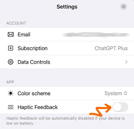 Enable Haptic Feedback Vibration in ChatGPT iOS App